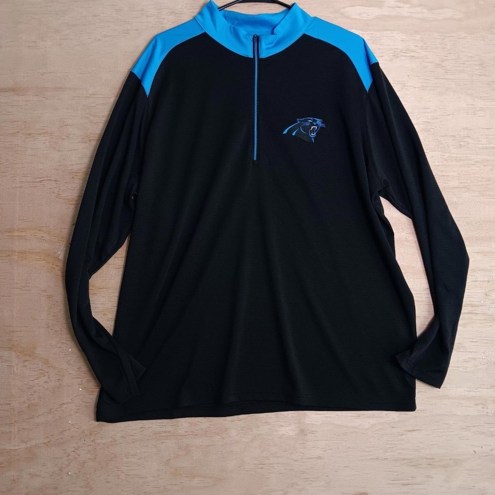 Antigua Carolina Panthers Pullover Quarter-Zip Black Blue XXL